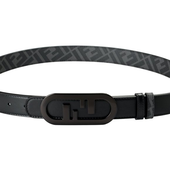 Fendi Men's Leather Reversible Fendi O’Lock Stud Fastening Logo Print Belt - Picture 2 of 4